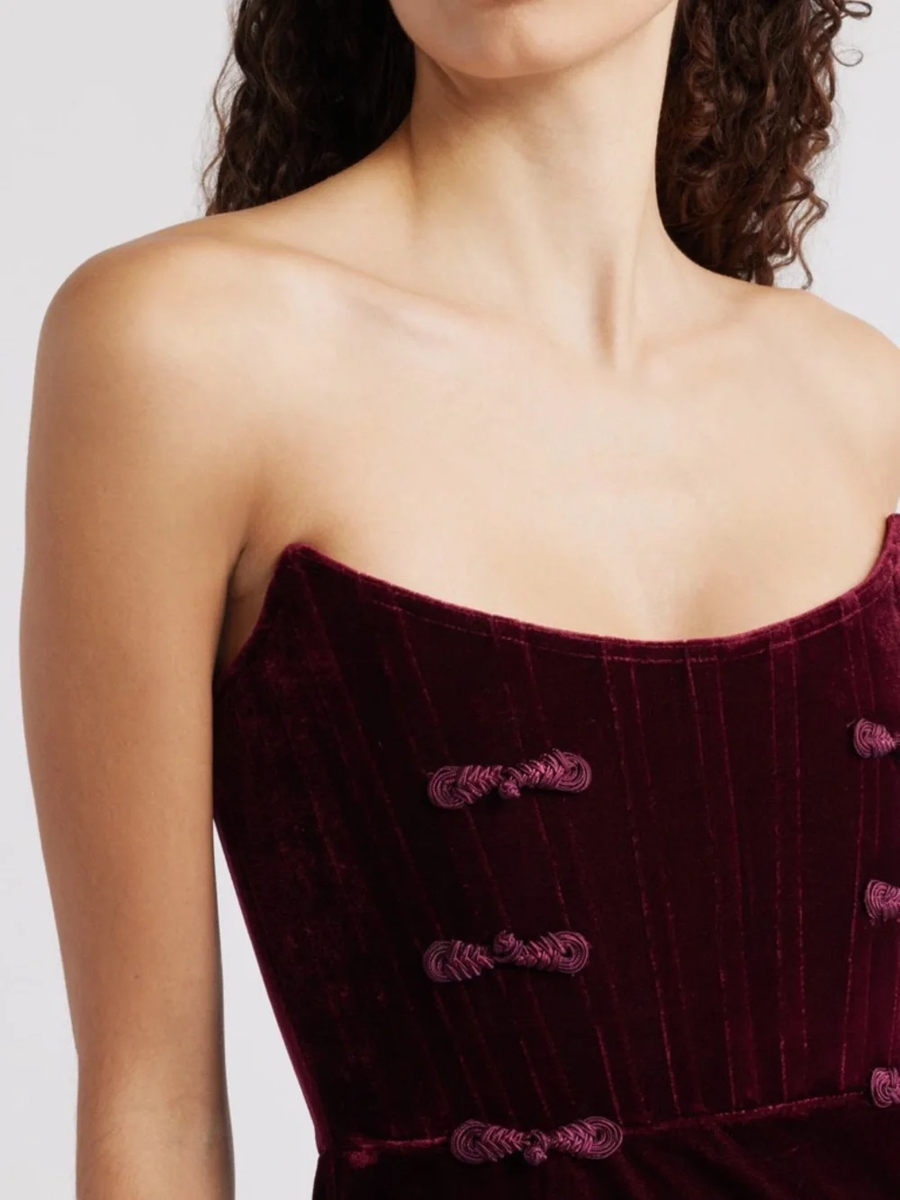 Strapless Velvet Evening Gown in Deep Wine - Picture 4 of 4